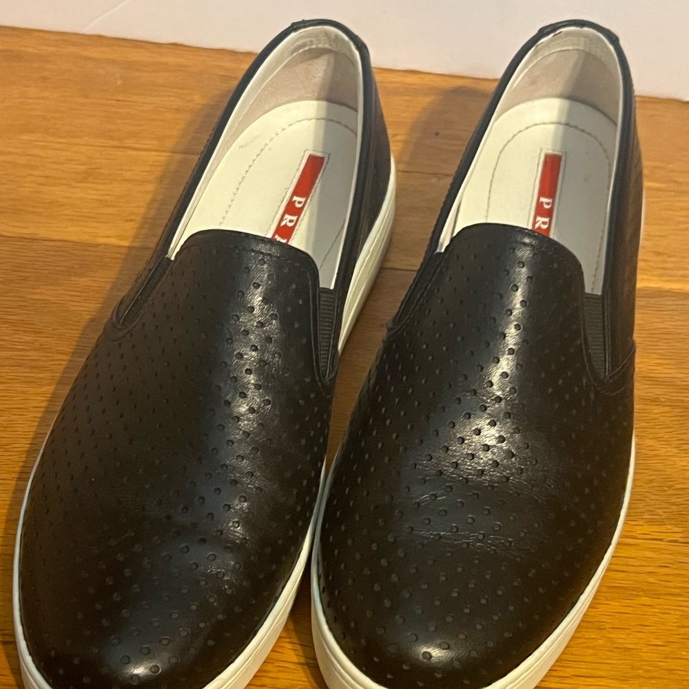 Prada Perforated Sneakers, Size 39.5